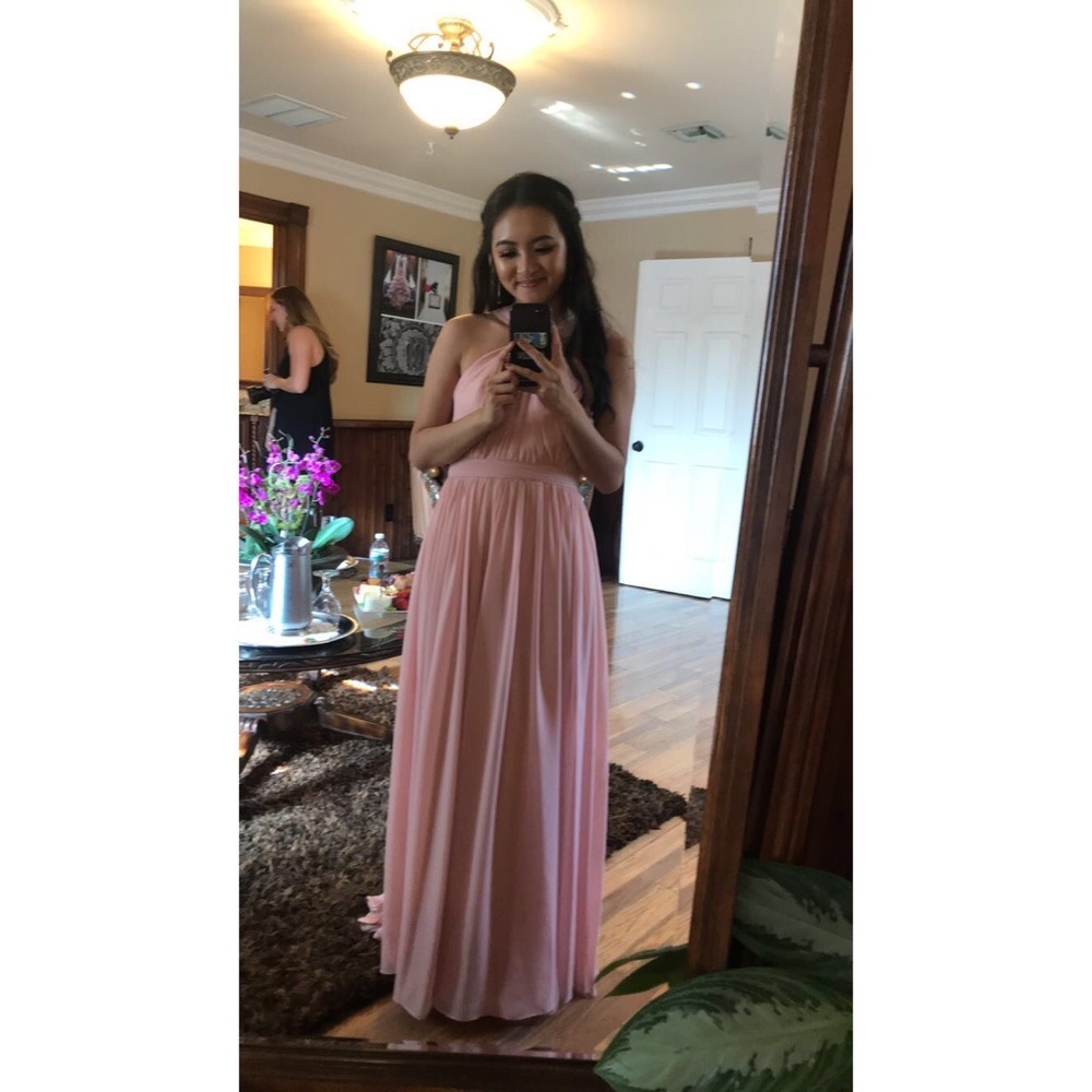 Weddington Way Cora Pleated Halter bridesmaid dres